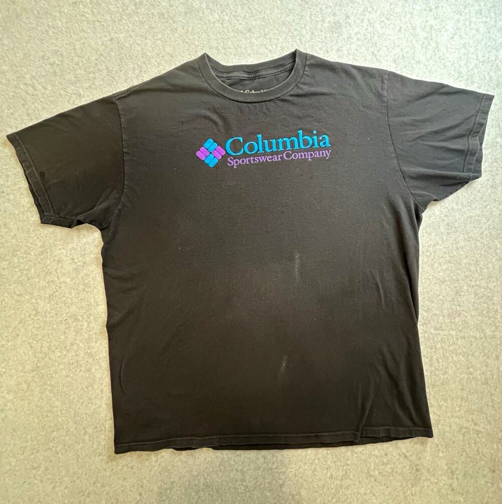 Columbia Men’s XL Black Short Sleeve Crew Neck Cotton Knit Logo Graphic Tee
